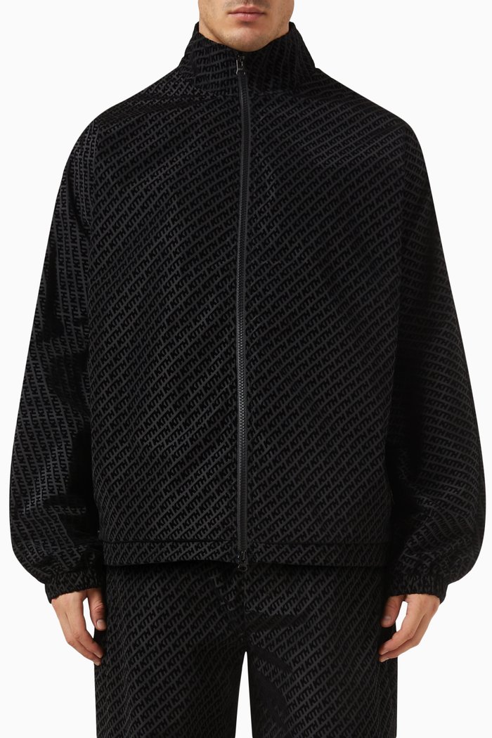 

Davis Monogram Jacket in Flocked-fabric, Black