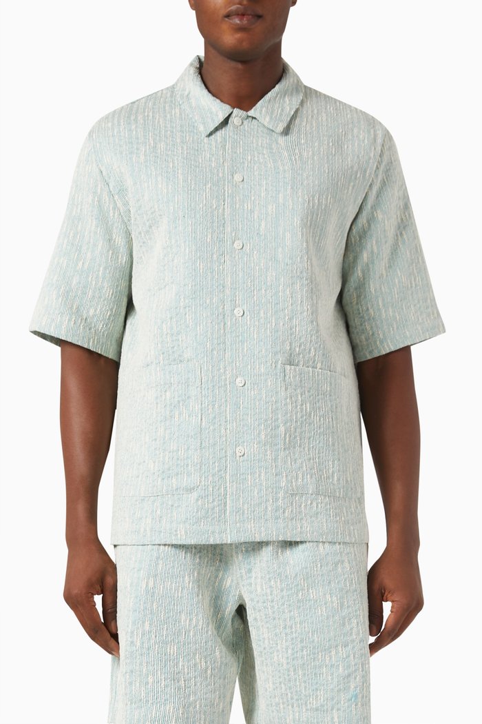 

Anton Reade Shirt in Slub Boucle, Blue