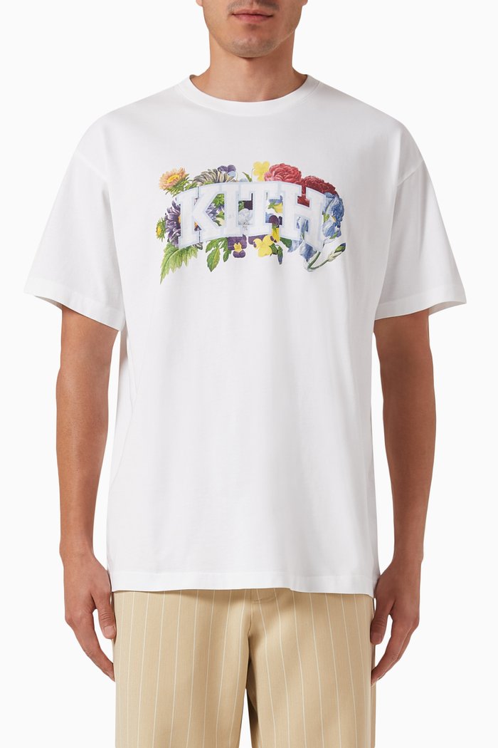 

Floral Arch Vintage T-shirt in Cotton, White