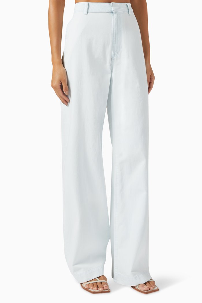 

Washed Wide-leg Pants in Cotton-twill, White