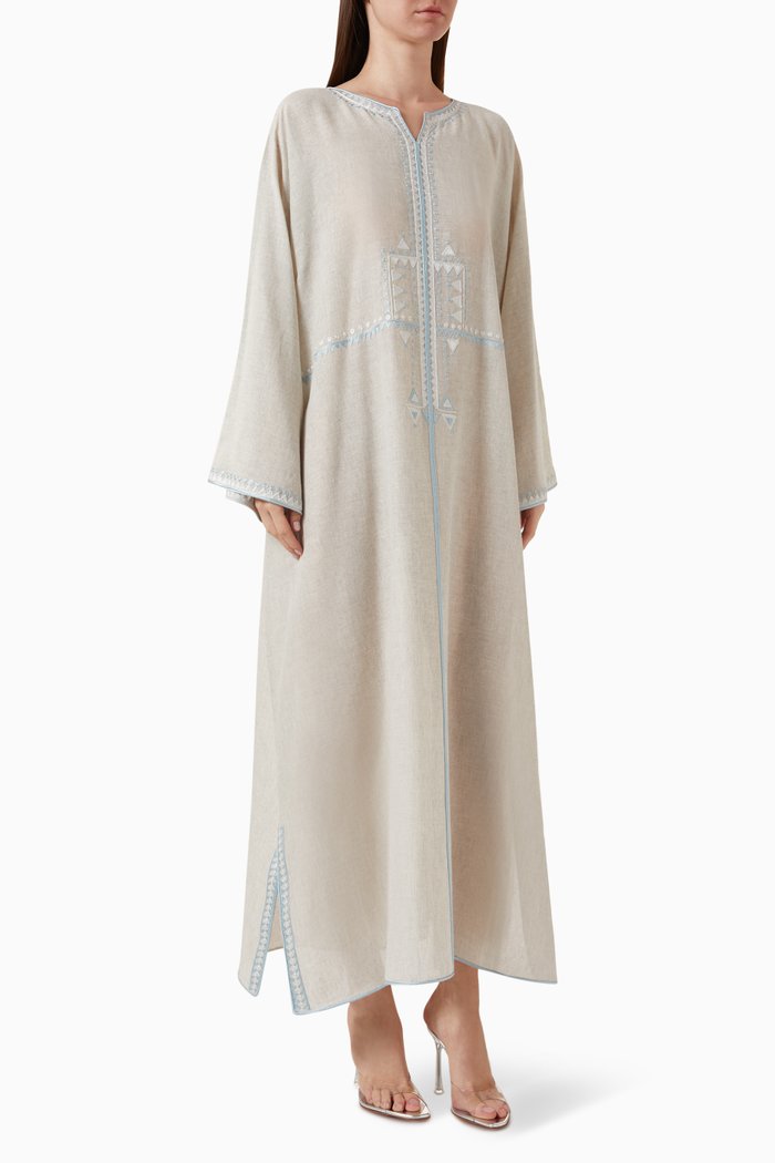 

Geometric Embroidered Kaftan, Neutral