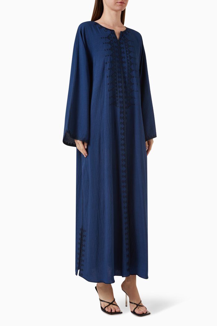 

Geometric Embroidered Kaftan, Blue