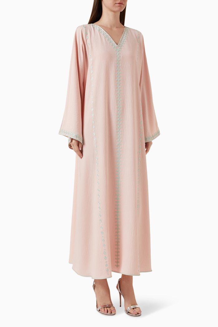

Embroidered Trim Kaftan, Pink