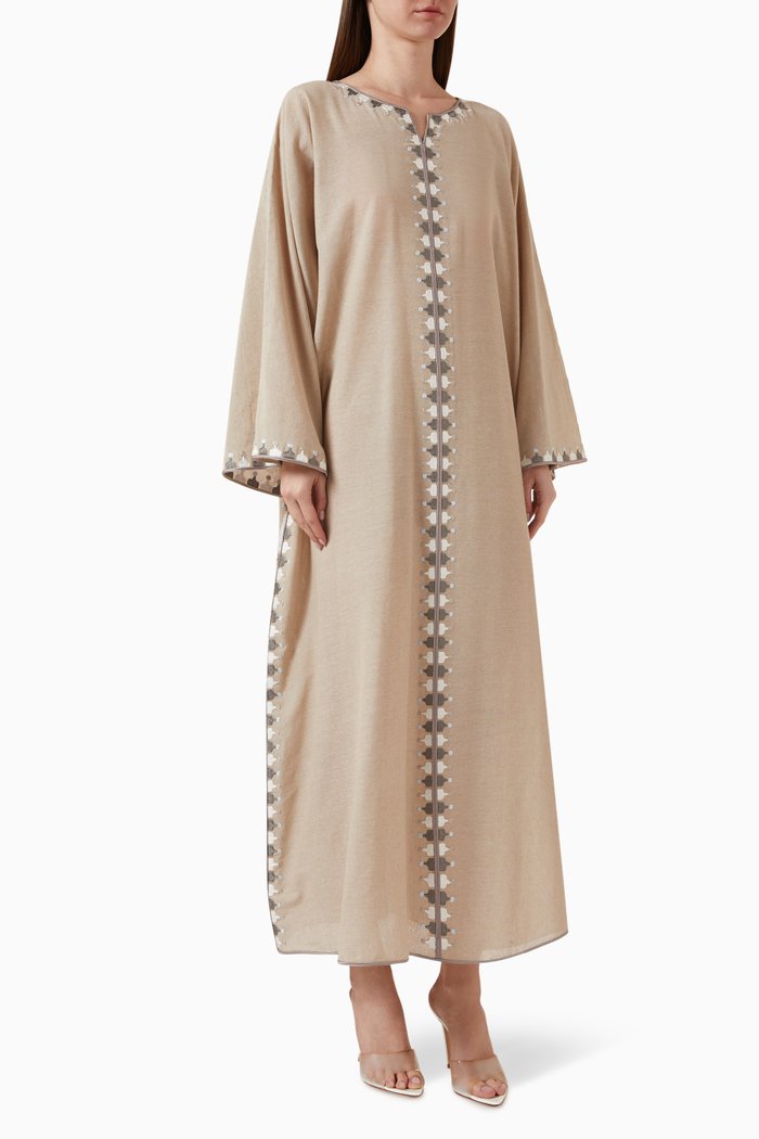 

Embroidered Trim Kaftan, Neutral