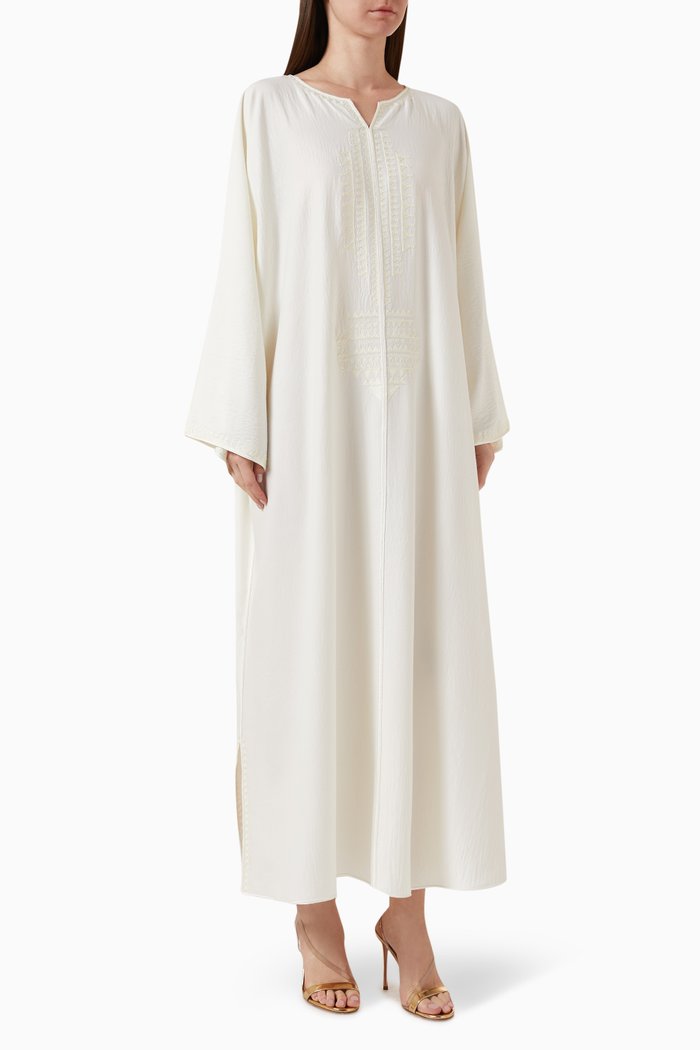 

Embroidered Trim Kaftan, White