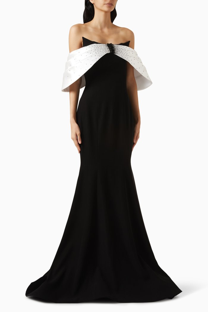 

Zelda Crystal-embellished Maxi Dress in Crepe, Black