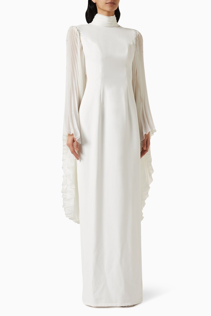 

Crystal-embellished Maxi Dress in Crepe, White