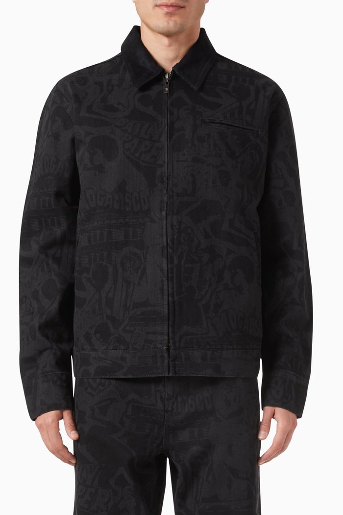 

Hoyam Printed Jacket in Denim, Black