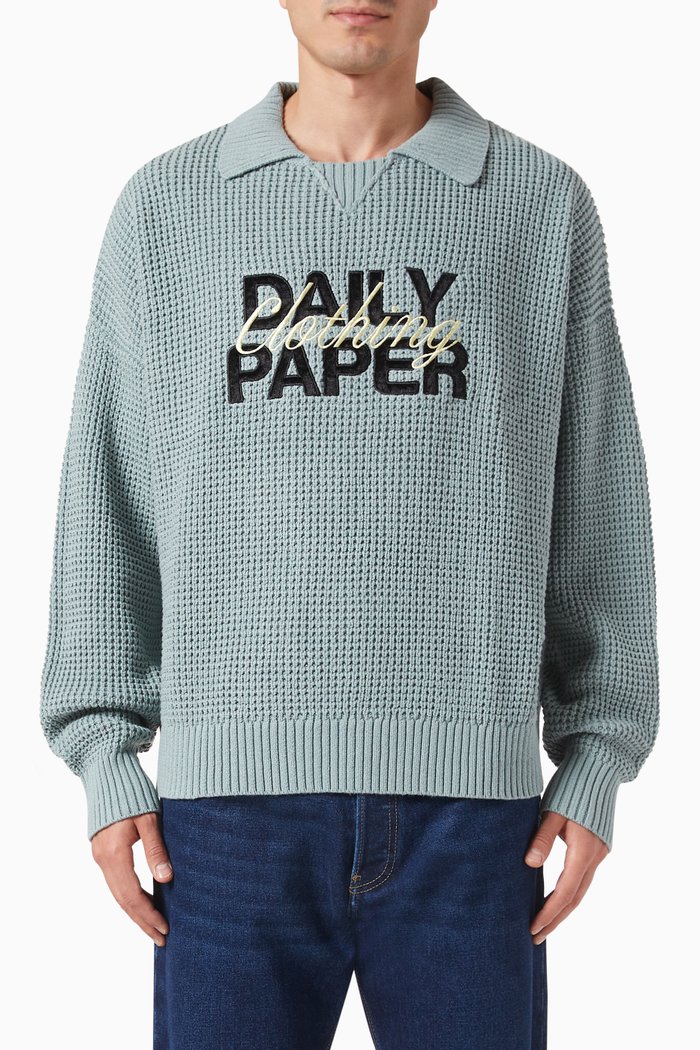 Hubaab Logo Sweater in Cotton-blend Knit, Green