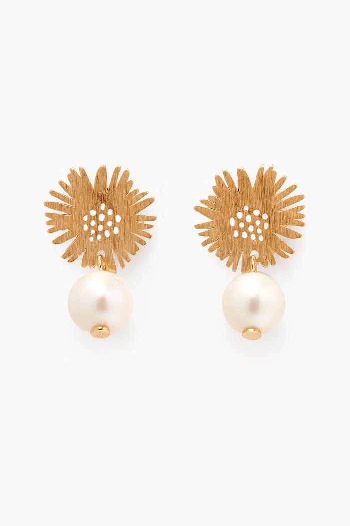 

Kiku Soleil Pearl Drop Earrings in 18kt Yellow Gold