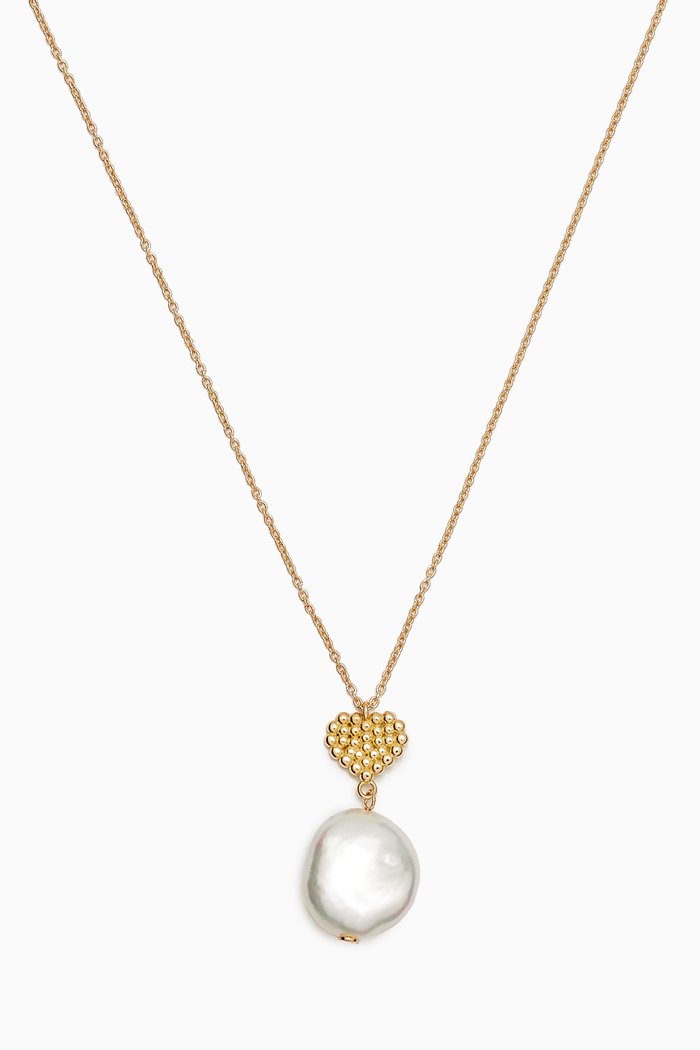 

Kiku Pearl Heart Necklace in 18kt Yellow Gold