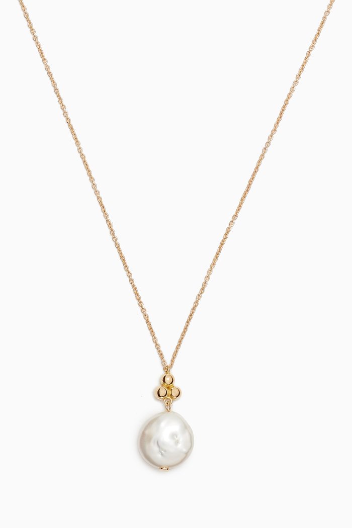 

Kiku Pearl Coin Dangle Necklace in 18kt Gold, Yellow