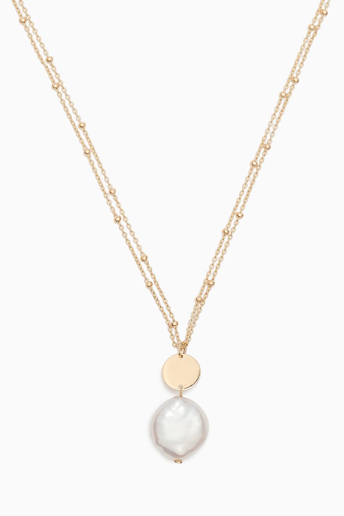 

Kiku Coin Disc Pearl Necklace in 18kt Gold, Yellow