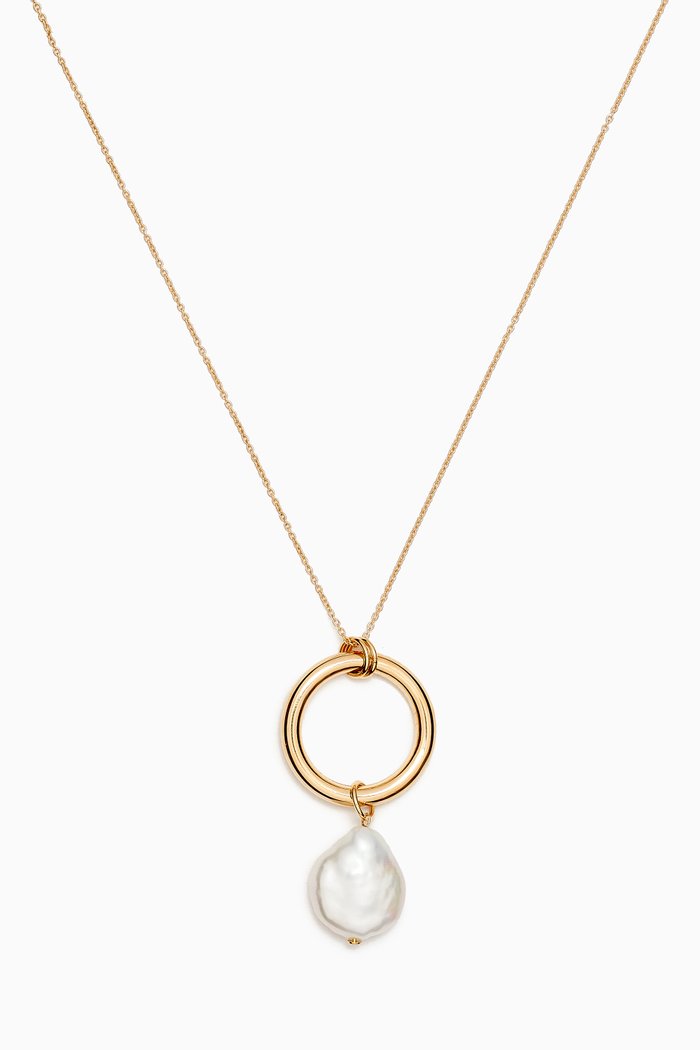 

Kiku Coin Dangle Pearl Necklace in 18kt Gold, Yellow
