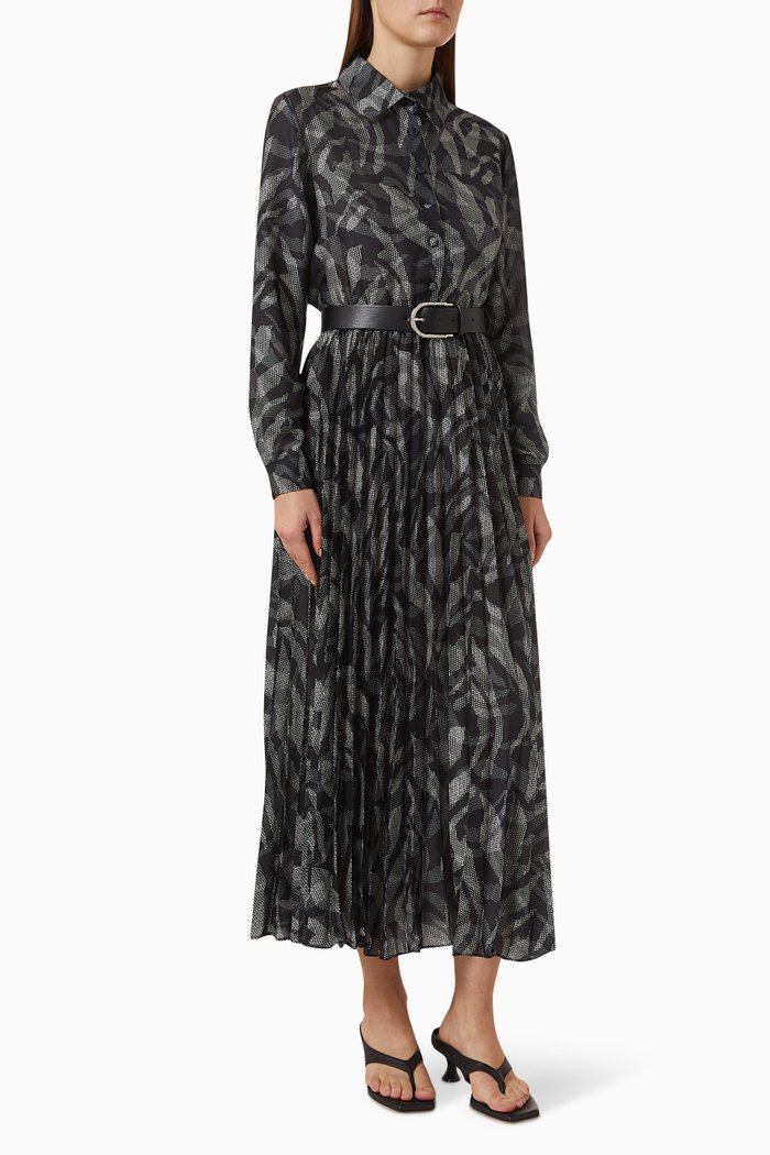 

Adel Printed Maxi Shirt Dress, Black