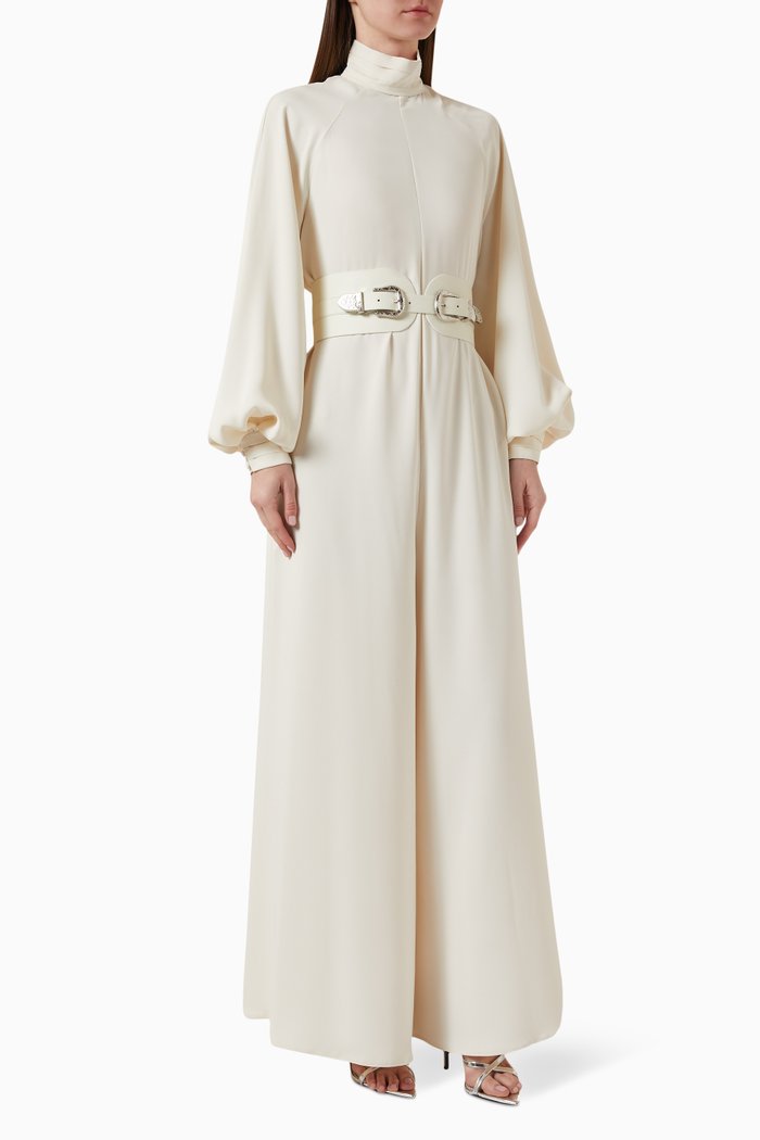 

Dylan Belted Wide-leg Jumpsuit, Neutral
