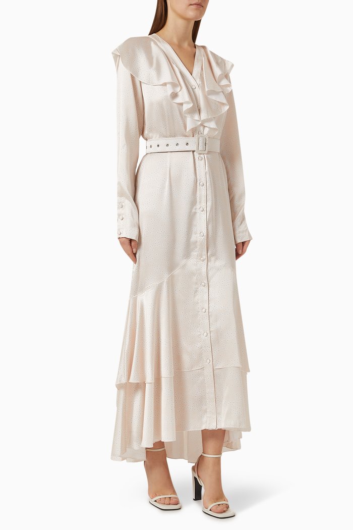 

Jamal Printed Belted Maxi Dress, Pink