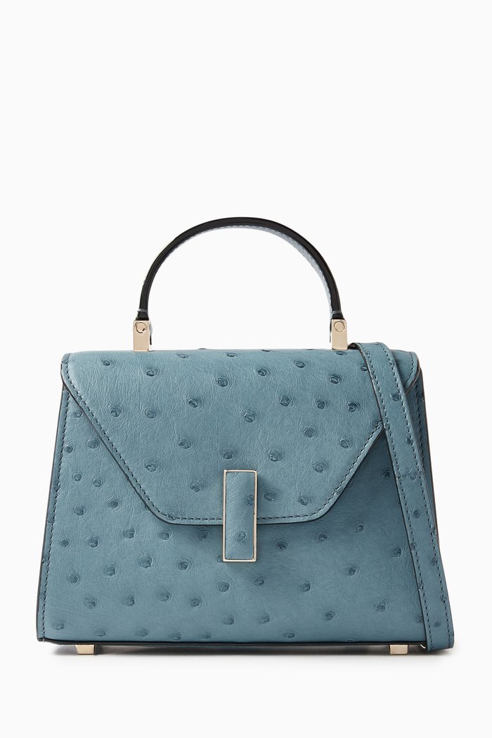 

Micro Iside Top-handle Bag in Ostrich Leather, Blue