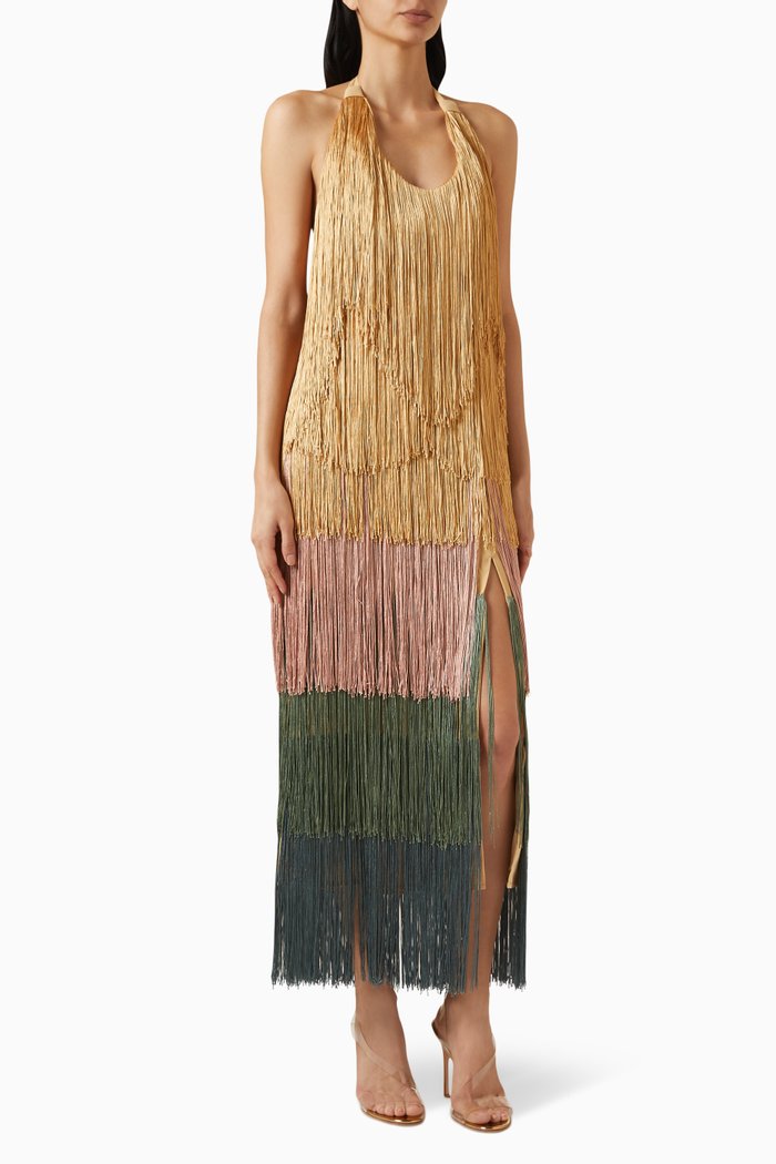 

Neme Fringe Midi Dress, Green