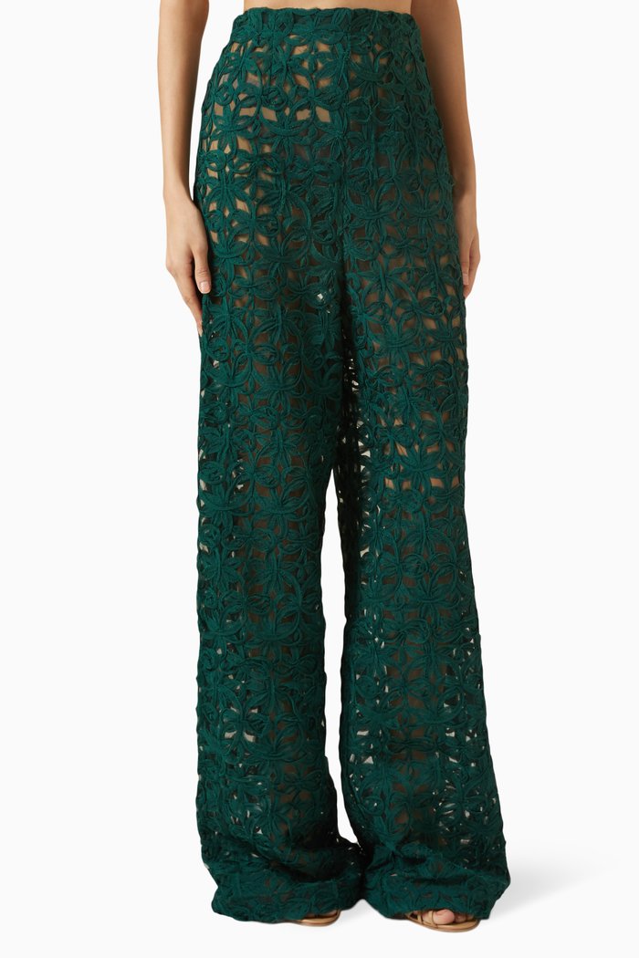 

Ndu Wide-leg Pants in Lace, Green