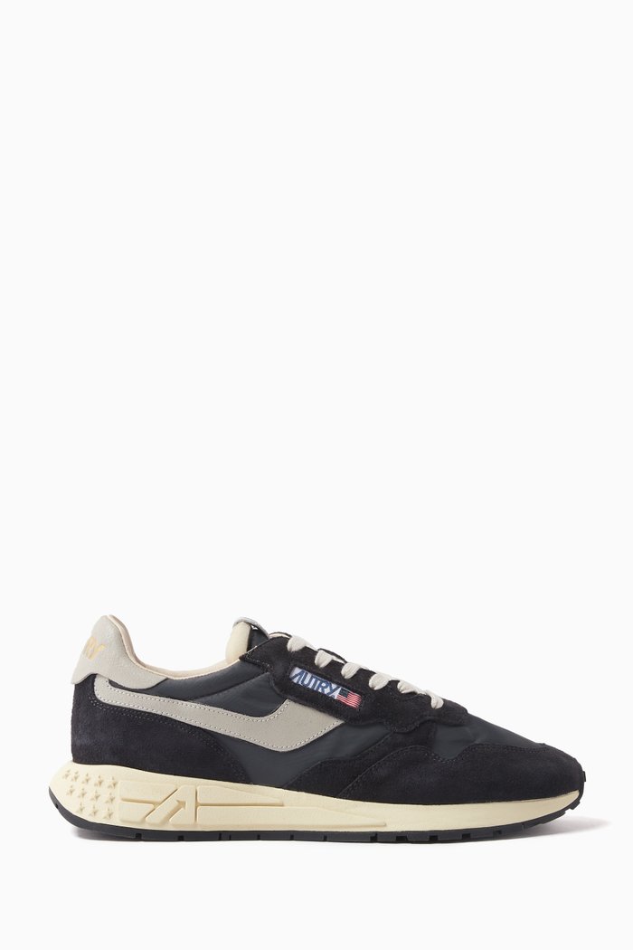 

Whirlwind Low-Top Sneakers in Nylon & Suede, Black