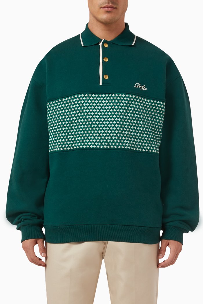 

Le Polo Shirt in Cotton-knit Jacquard, Green