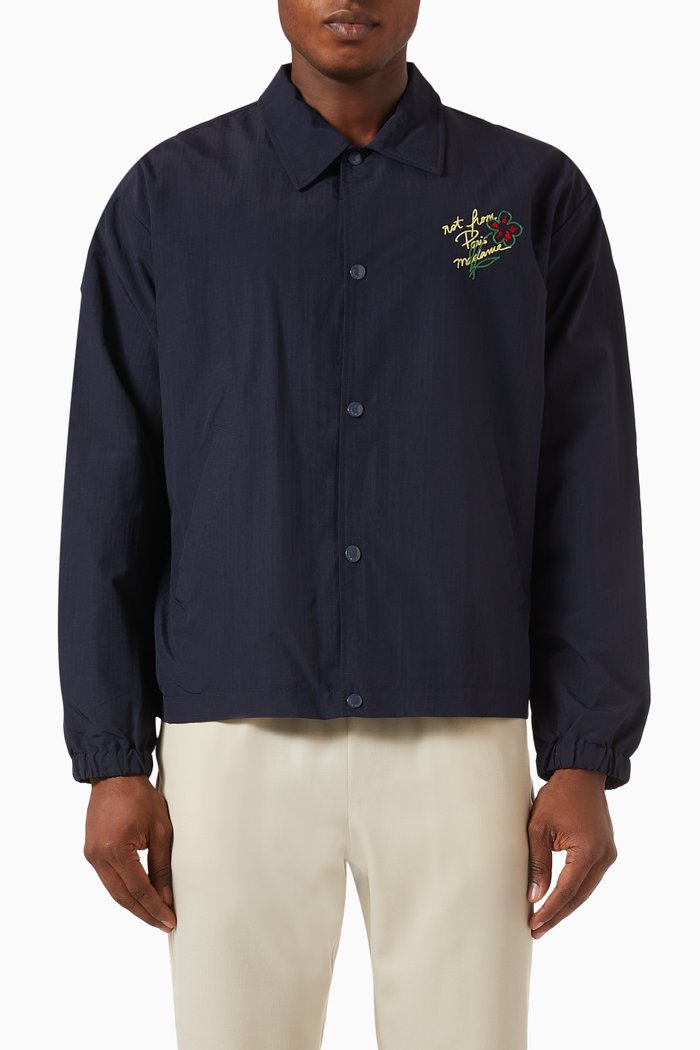 

Embroidered Slogan Jacket in Nylon, Blue