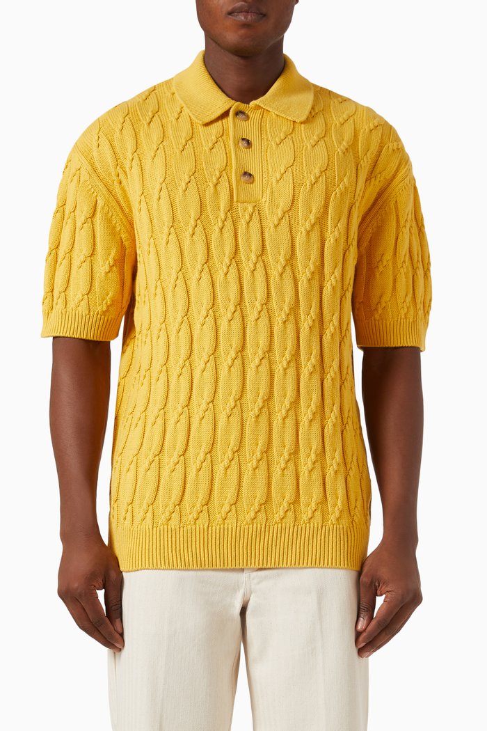 

Le Polo Torsade in Cotton Blend, Yellow