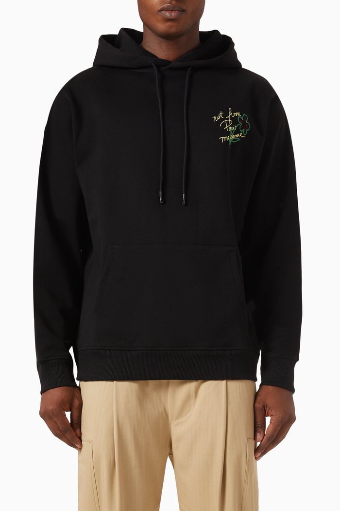 

Le Hoodie Slogan in Cotton, Black