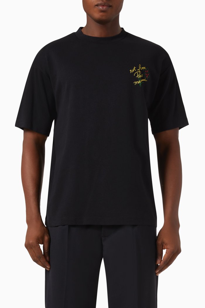 

Le T-Shirt Slogan Esquisse in Cotton, Black