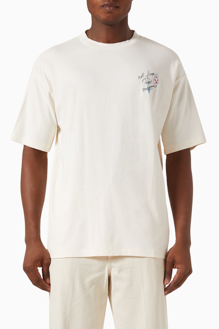 Le T-Shirt Slogan Esquisse in Cotton, Neutral