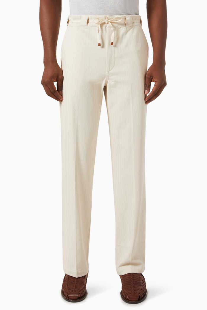 Straight-leg Le Pantalon in Cotton, Neutral