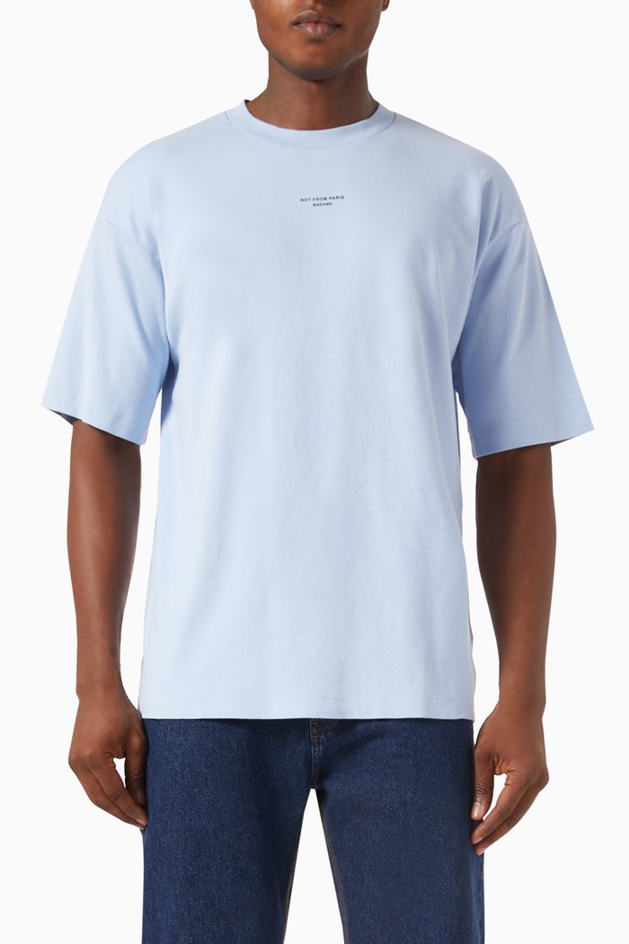 

Le T-Shirt Slogan in Cotton Interlock, Blue