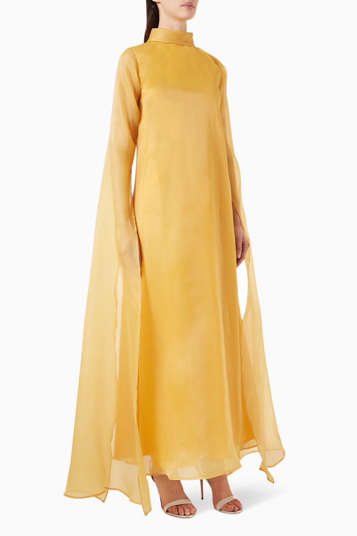 

Oversized-sleeves Kaftan in Organza, Yellow