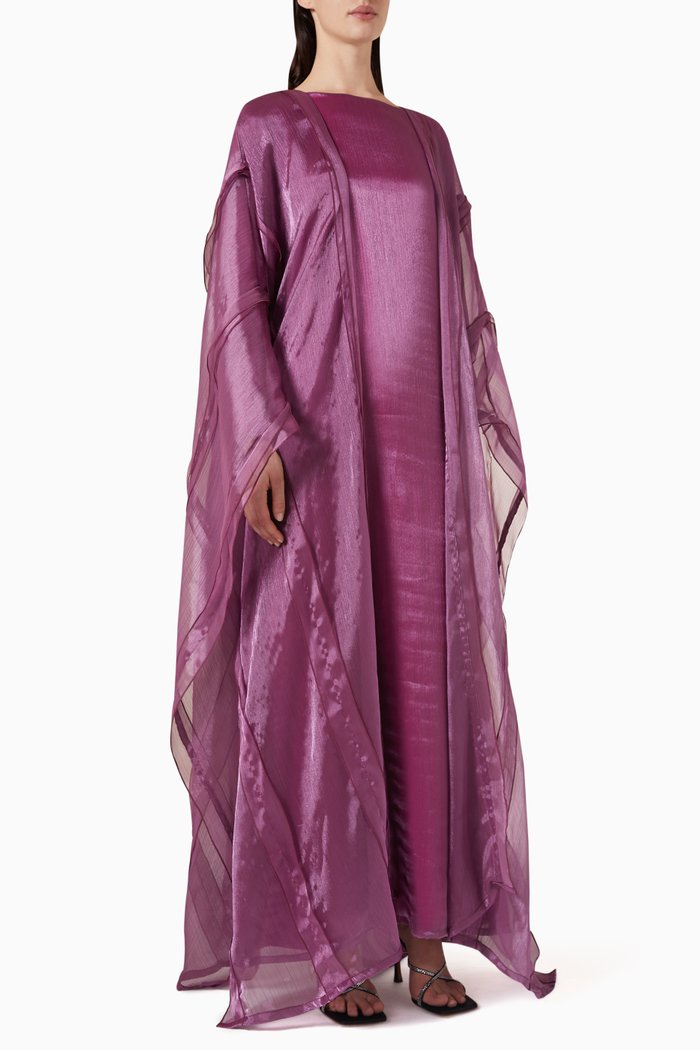 

Abaya Set in Organza & Silky Satin, Purple