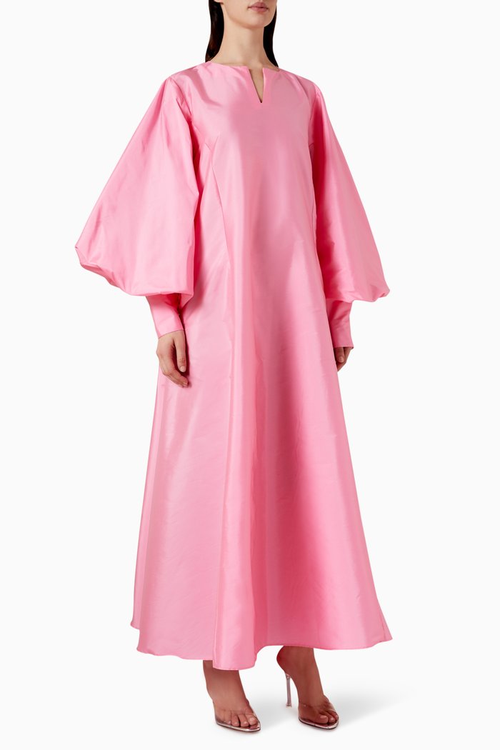 

Cloche Oversized-sleeves Maxi Dress in Taffeta, Pink