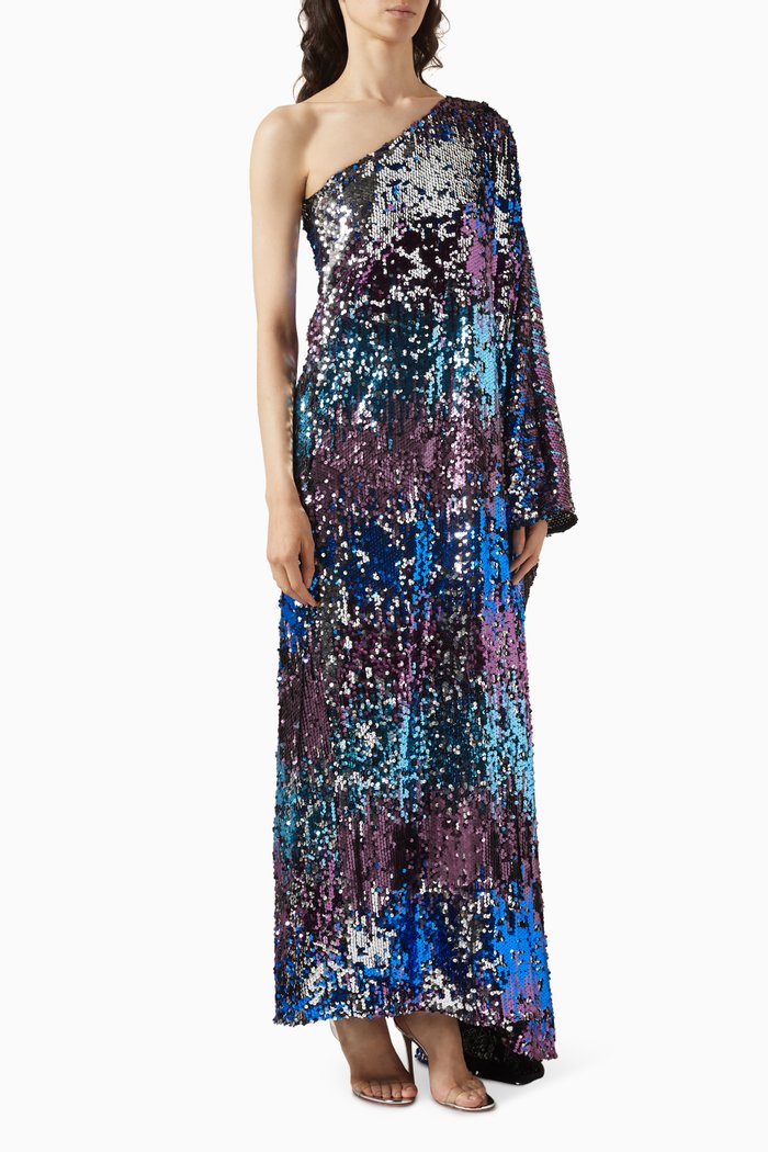 

Majestic One-shoulder Dress in Sequins, Multicolour