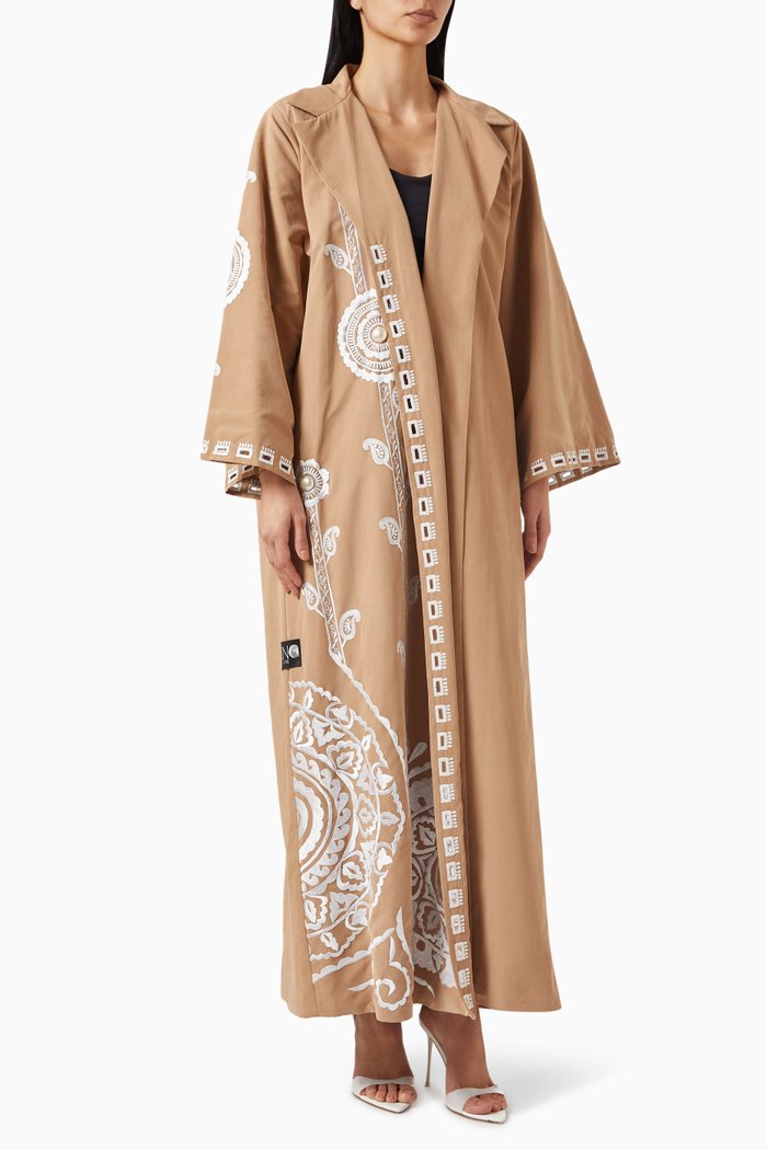 

Daily Embroidered Abaya in Chamois, Neutral