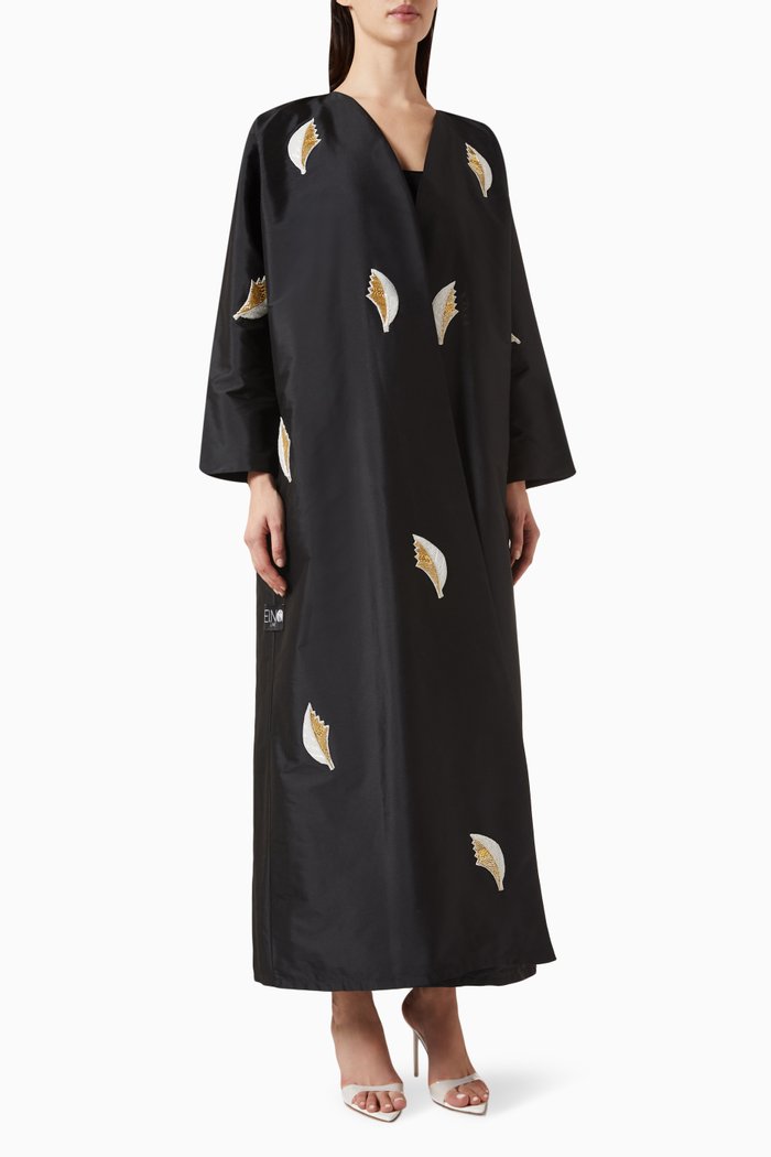 

Bead-embellished Abaya in Taffeta, Black