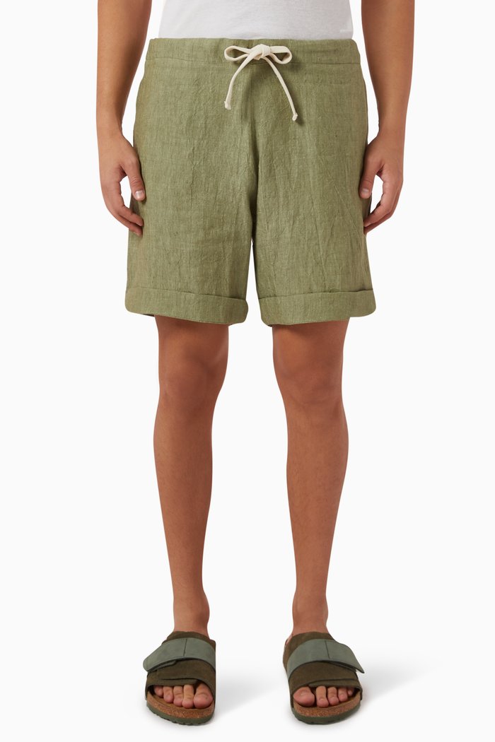 

Elasticated Waistband Shorts in Linen, Neutral