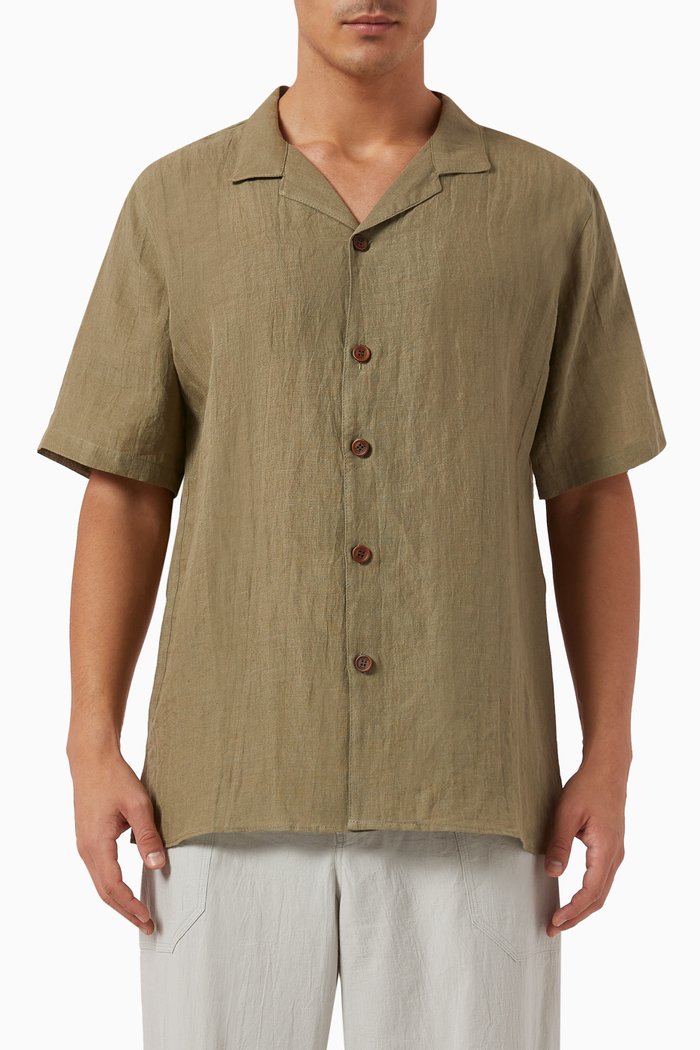 

Camp Collar Shirt in Linen, Neutral
