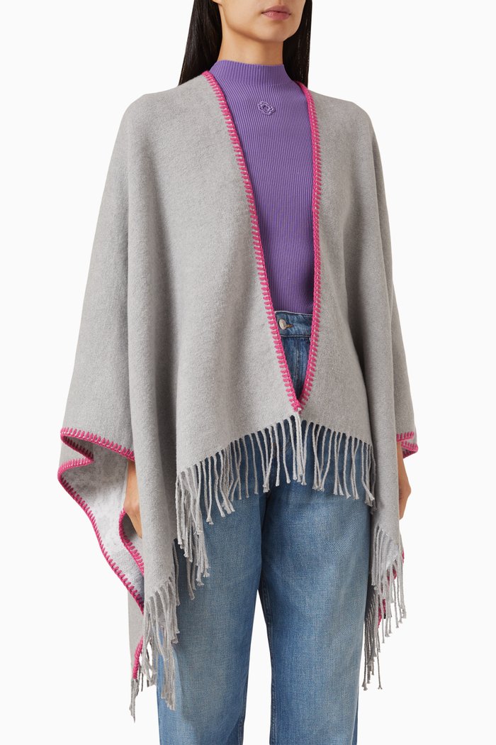

Emona Monogram Poncho in Knit, Grey