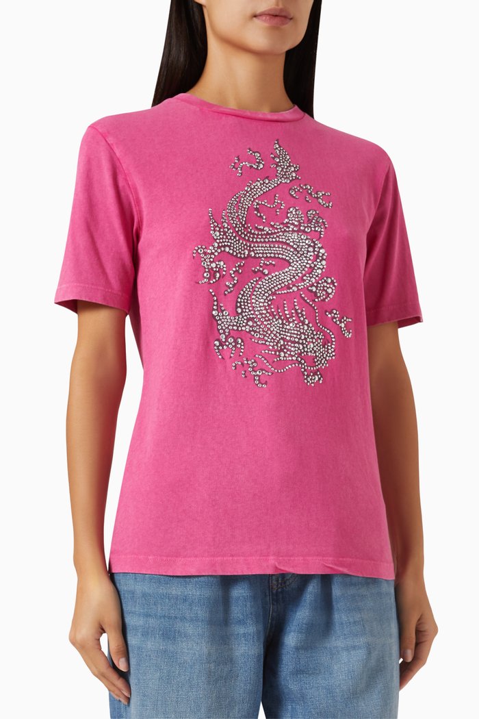 

Tragon Rhinestone T-shirt in Cotton-jersey, Pink