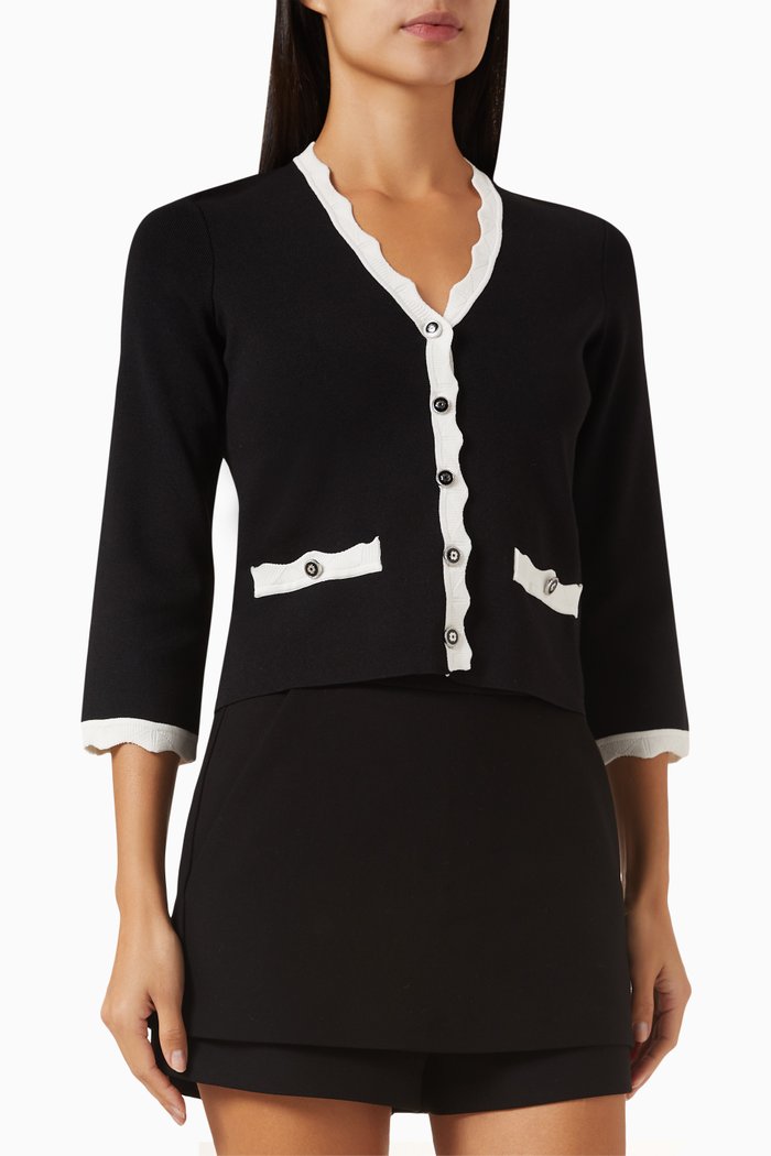 

Two-tone Cardigan in Knit, Black