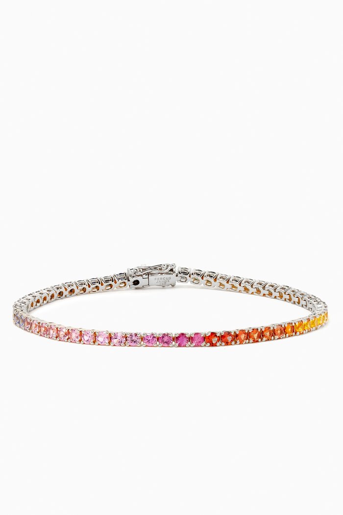 

Rainbow Sapphire Tennis Bracelet in 18kt White Gold, Multicolour