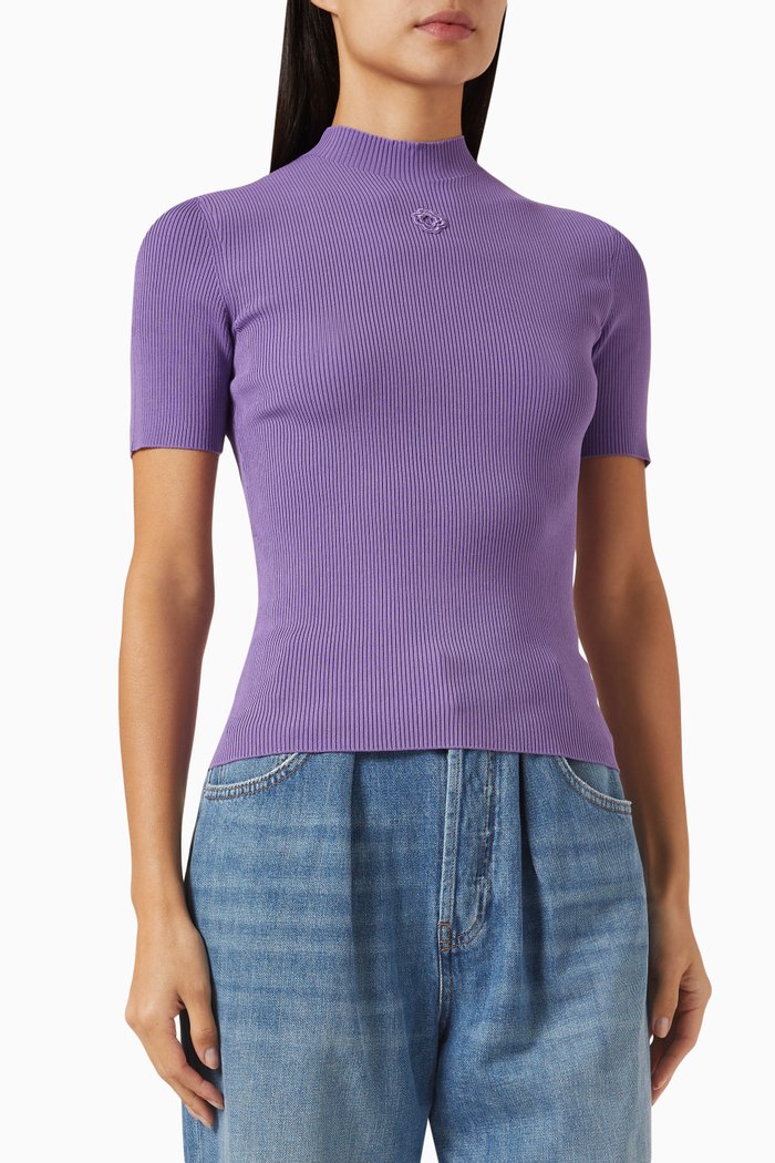 

Missani Embroidered-clover Top in Viscose-jersey, Purple