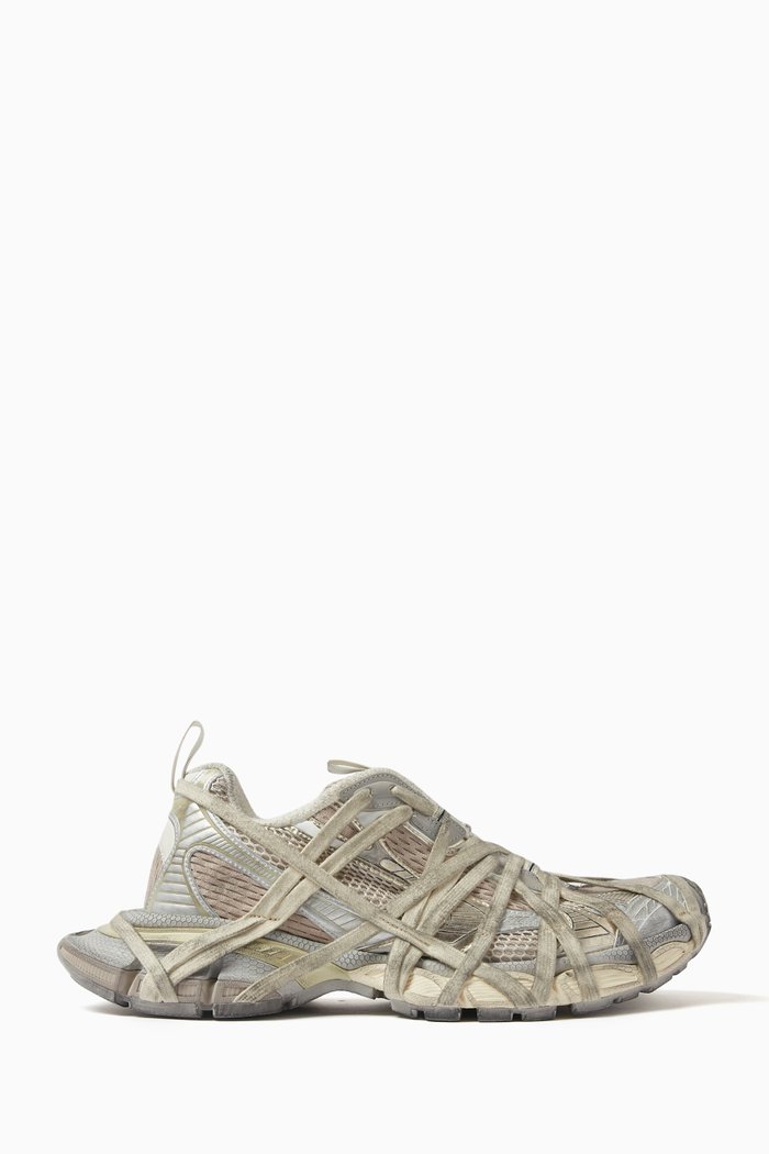 

3XL Extreme Lace-up Sneakers in Mesh & Faux-leather, White