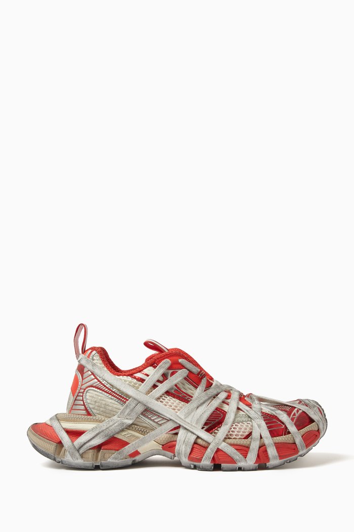 

3XL Extreme Lace-up Sneakers in Mesh & Faux-leather, Orange