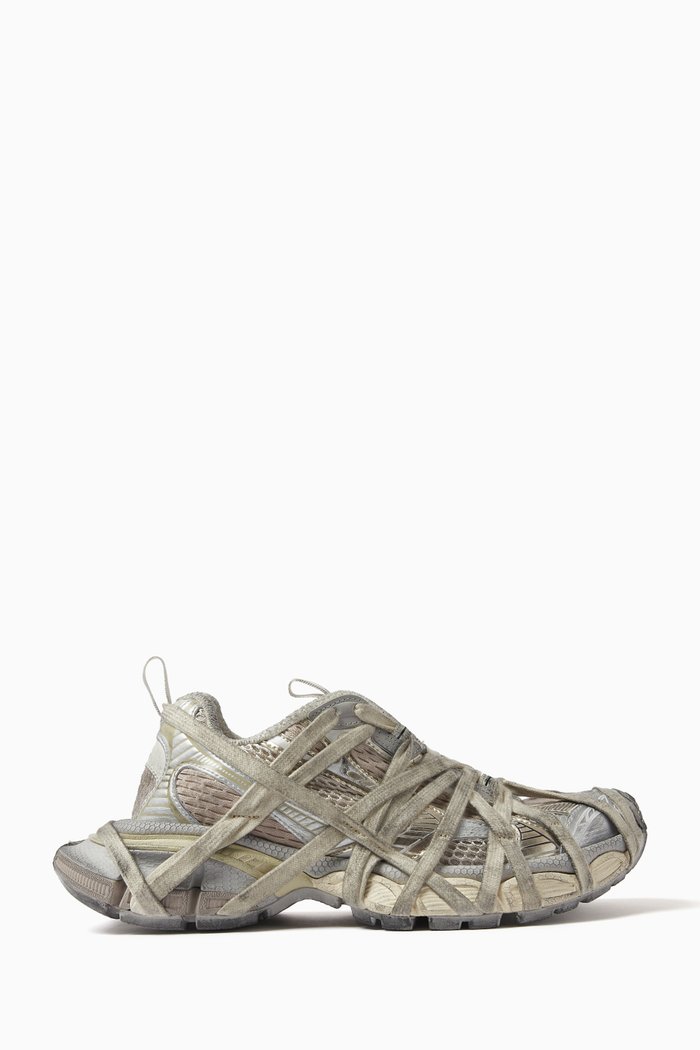 

3XL Extreme Lace-up Sneakers in Mesh & Faux-leather, White