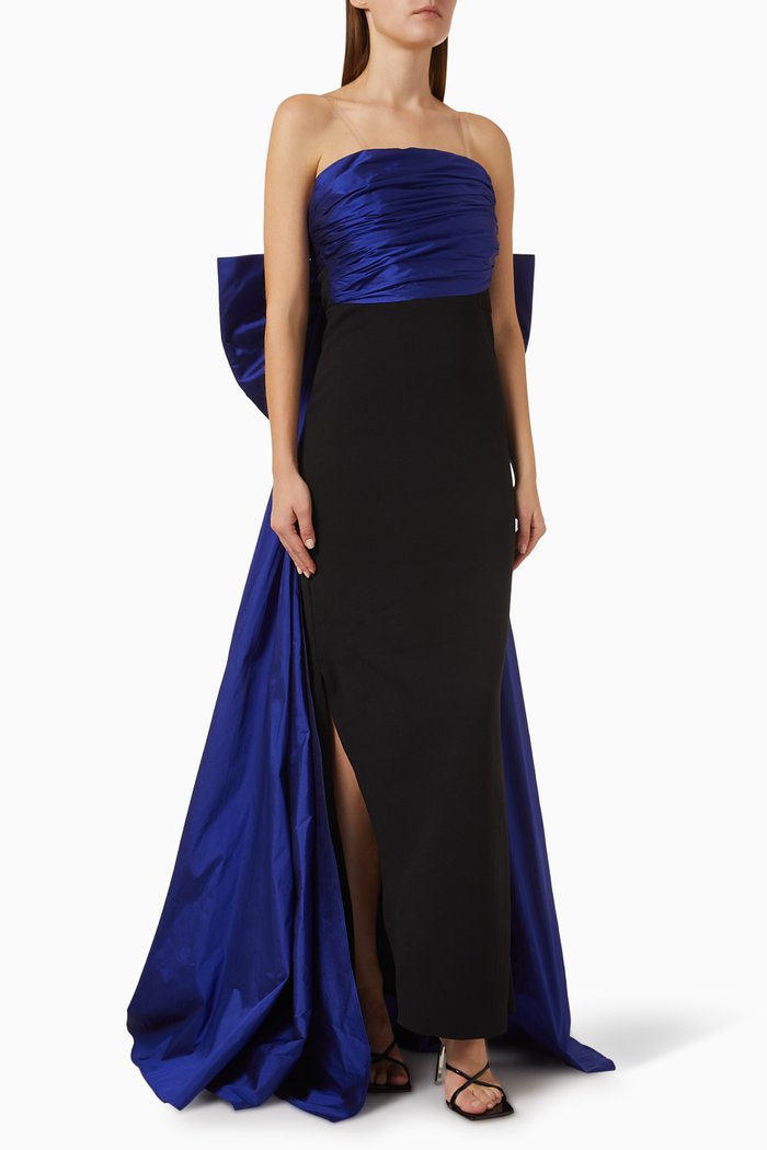 

Strapless Bow Dress in Scuba-crepe, Blue